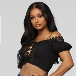 Fashion Nova Lace Off Shoulder Crop Top